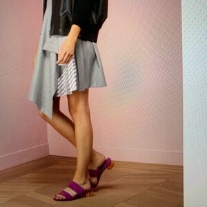 Salvatore Ferragamo Belluno Suede Sandal, size 6, Fuchsia